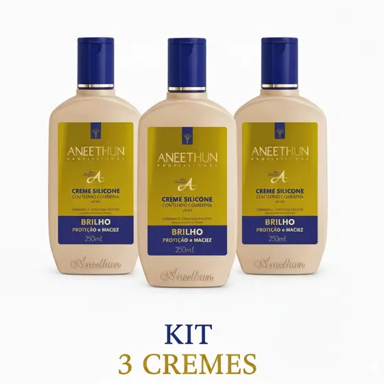 Kit com 3 Cremes De Silicone Com Tutano Linha A 3x250ml - Aneethun