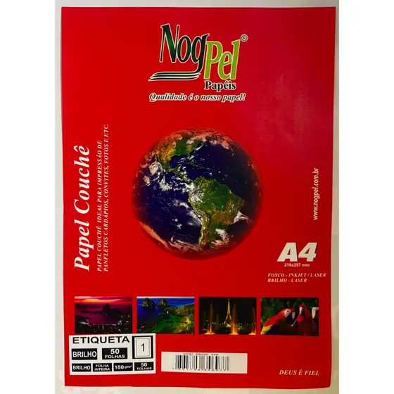 Papel Adesivo A4 Etiqueta 180g kit 500 Folhas Brilho ou  Fosco