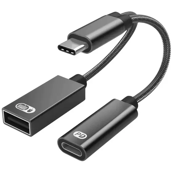 Adaptador Usb Otg Tipo C 60w Pd Cabo Telefone Cor Preto