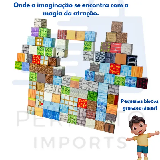 100 Peças Blocos Mine  Magnéticos De Construção Criar Brincar Crianças
