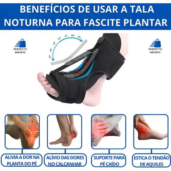 Ortese Noturna Fascite Plantar Tala Calcanhar Esporão De Calcâneo Tendinite Ajustável Dor No Pé