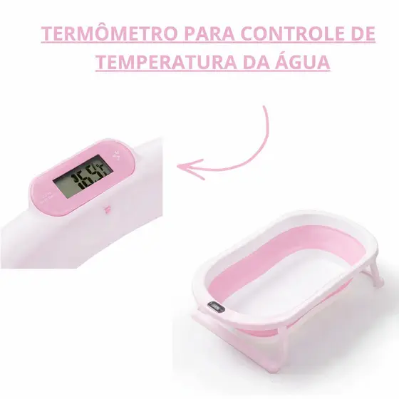 Banheira Termometro Dobrável Portátil Flexível Infantil Bebe