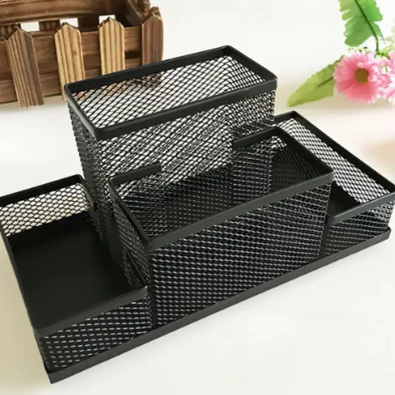Organizador De Mesa Porta Canetas Lápis 4 Divisões Vertical