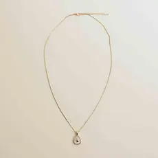 Colar Pingente Gota De Madrepérola Com Detalhes Dourado  -
