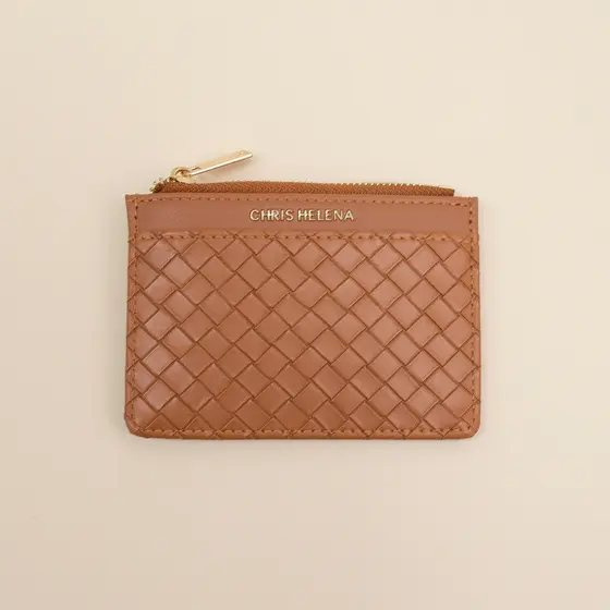 Porta Cartão Feminino Texturizado Marrom  -