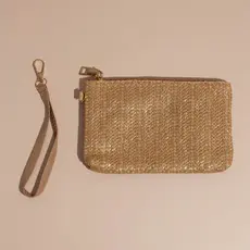 Bolsa Carteira De Mão Palha Com Alça Caramelo