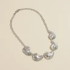 Colar Gota Prateada Ornamentos Paisley  -