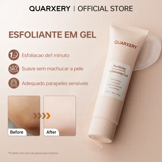 QUARXERY Gel Exfoliante Rosto & Corpo – Limpeza Profunda, Clareamento, Remoção de Pontos Negros e Brancos, Escova Facial