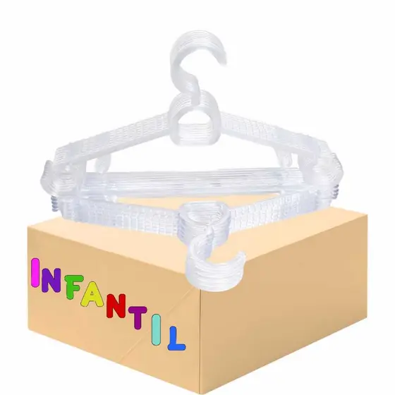 Cabide Resistente Infantil Acrilico Transparente 50 Unidades Roupas Para Crianças