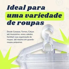 Cabides De Acrilico Kit 50 Unidades Para Organizar Guarda Roupa Camisas Camisetas Jaquetas  Roupas de Inverno e Verão790