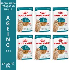 KIT 6X Sachê Royal Canin Ageing 11+ Gatos Idosos 85g Úmido Premium HealthyAge7 Importado