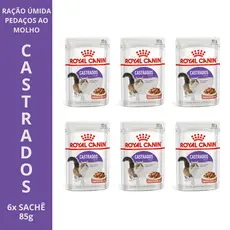 🐱 Ração Úmida Royal Canin KIT 6 Sachês Gatos Castrados 85g - Controle de Peso e Saúde Urinária ⭐