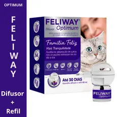 🐕 Feliway Optimum Kit Completo Difusor + Refil 48ml Gatos Calmo Acabe c/Arranhões Xixi fora da Caixa