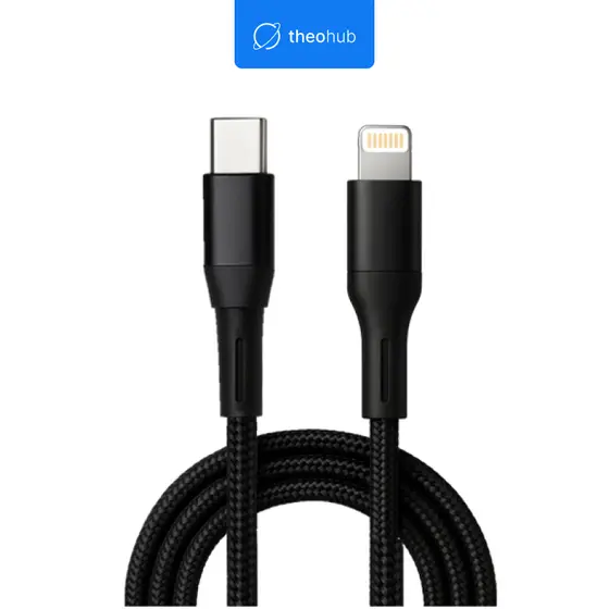 ⚡Cabo Carregador iPhone Usb-c Lightning Nylon Trançado 1m 20W 3A Carga Rápida Turbo PD Preto