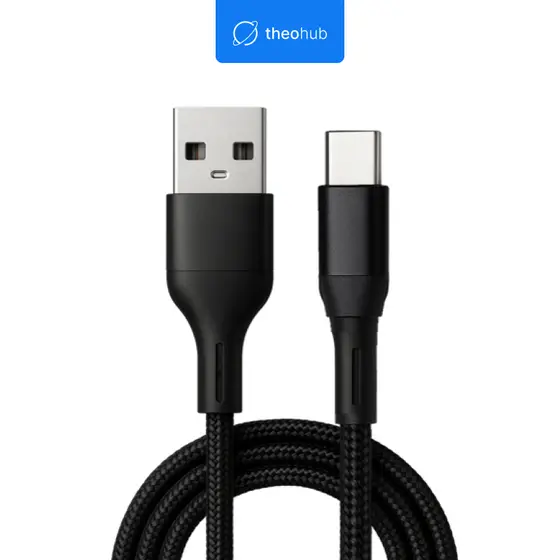 ⚡Cabo USB p/ Tipo C Nylon Trançado Carregamento Super Rápido 20W 3A 1m Preto Celular Android