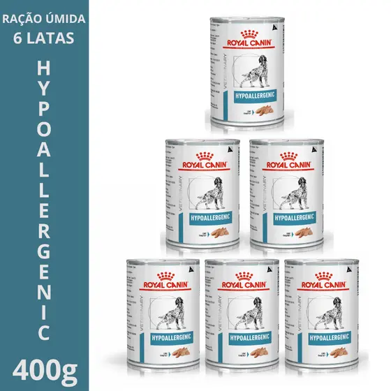 🐕 Ração Úmida Royal Canin Hypoallergenic 6x Latas 400g - Cães com Alergia - Veterinary Diet