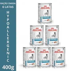 🐕 Ração Úmida Royal Canin Hypoallergenic 6x Latas 400g - Cães com Alergia - Veterinary Diet