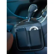 Lixeira Para Carro Com Divisória Couro Sintético Porta Objeto Celular Carregador Organizador Automotivo Multiuso Prático