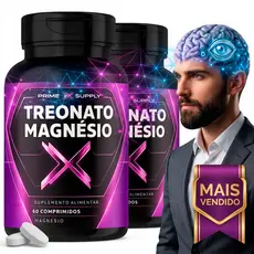 03 Suplemento Magnésio L - Treonato 1000mg Foco, Memória Aprendizagem 60 Comprimidos Porta Organizador
