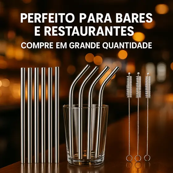 Kit 40 Canudos Inox Para Bares Restaurantes Atacado Revenda