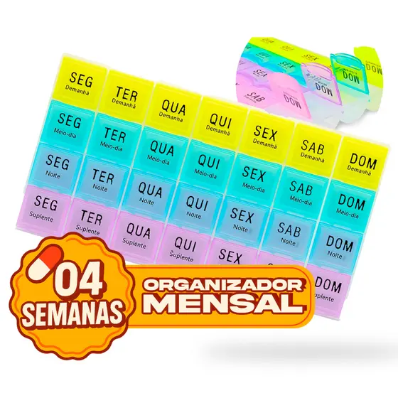 Linha Completa de Porta Comprimidos Kits com 1, 2 ou 4 Unidades Dia e Noite