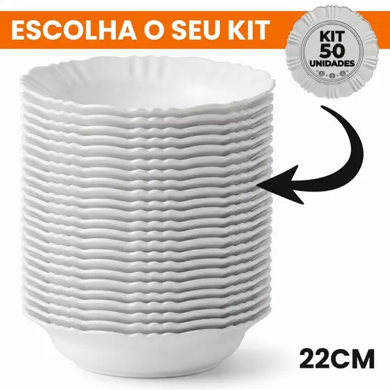 Kit Pratos Pétala Plástico Resistente Redondo Fundo Reforçado