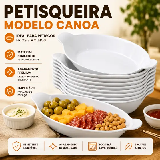 Kit 5 a15 Petisqueira Barquinha Canoa 600ml Para Petiscos Churrasco Festa
