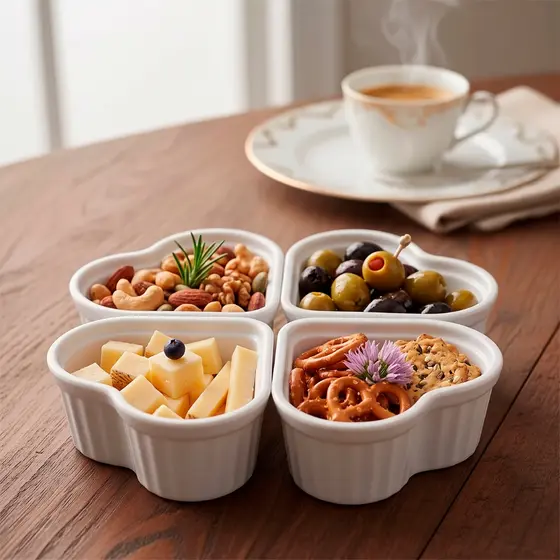 Kit 1 a 12 Ramekin Coração 150ml para Molho Petisco Festa Buffet