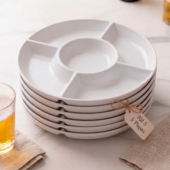 Kit Petisqueira Redonda com Molheira Para Frios Queijos Petiscos Festa Churrasco