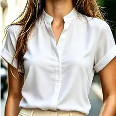 Blusa feminina social Duna crepé Manga curta Moda verão Trabalho Casual
