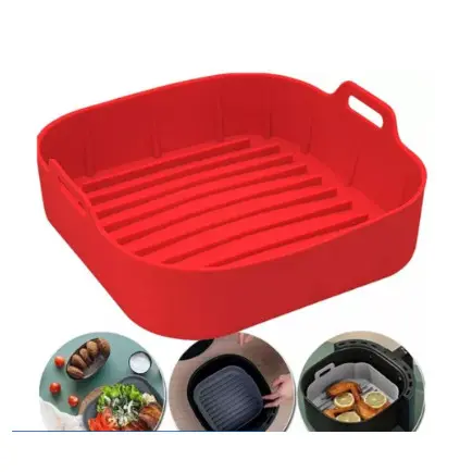 Forma De Silicone Air fryer Antiaderente Cesto Silicone Fritadeira Elétrica Quadrado