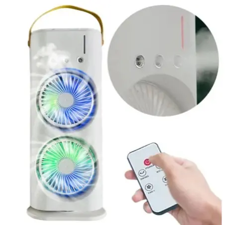 Ventilador Refrigerador de Ar Umidificador Duplo Giratório Climatizador de Ar Com Reservatório Acompanha Controle