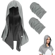 Toalha Refrescante com Capuz para Adultos, Conjunto de 3 Peças, Capuz Refrescante com Munhequeiras Esportivas, Faixa Ref