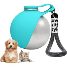 Garrafa de Água Portátil 2 em 1 para Cães, 10oz, em Aço Inoxidável, à Prova de Vazamentos, com Tigela de Silicone Dobráv