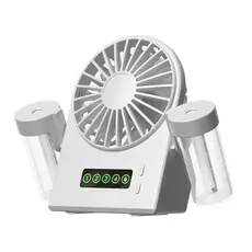 Ventilador Portátil Recarregável com 4 Velocidades e Garrafa de Spray de Água, Ventilador de Mesa USB C Portátil