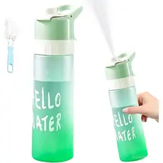 Garrafa de Água com Pulverizador de 650ml com Escova para Copo 2 em 1, para Pulverização e Bebida, Cores Gradientes, Gar