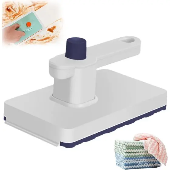 Mini Mop Snap Grip Sem Toque, Mini Mop Conveniente para Troca de Pano, Mop Plano Mãos-Livres com 2 Panos Reutilizáveis,
