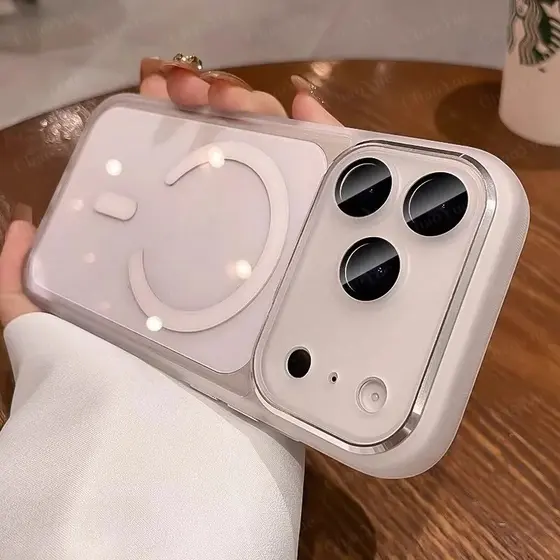 Capa Magnética Líquida Anti-Queda Acrílica Transparente Compatível Com Iphone 17 16 15 14 13 12 Pro Max À Prova De Choqu