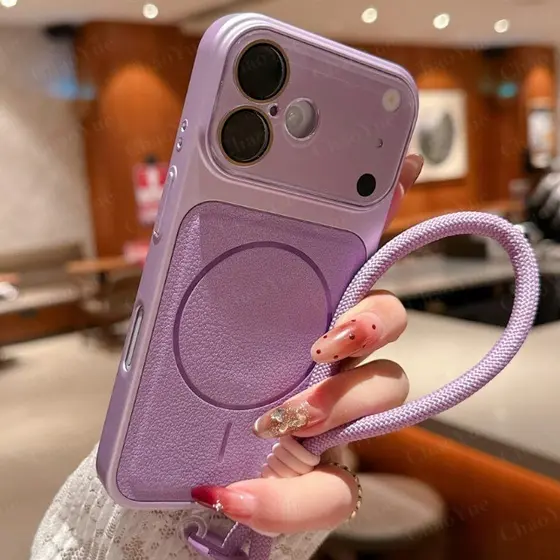 Capa De Telefone Magnética De Couro Com Cobertura De Lente Completa Adequada Para IPhone 11 12 13 14 15 16 17 Pro Max Pe