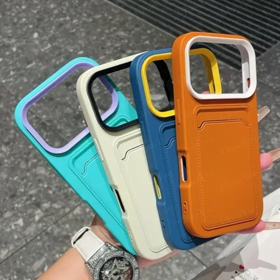 Luxo Fosco Macio Silicone Slot Para Cartão Carteira Caso De Telefone Compatível IPhone 17 16 15 14 13 12 11 Pro Max À Pr