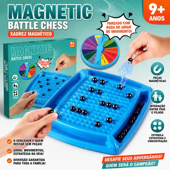 Jogo xadrez magnetico tabuleiro portatil brinquedo esferas estrategia