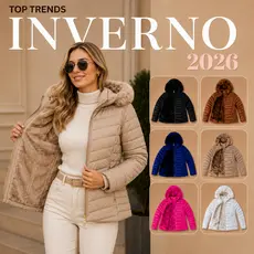 Jaqueta Bobojaco Forrada Puffer Feminina Inverno Capuz Removivel Impermeavel Frio Peluciada