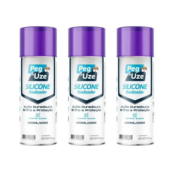 3 Silicone Finalizador Brilho Spray Lavanda 250ml Peg&Uze