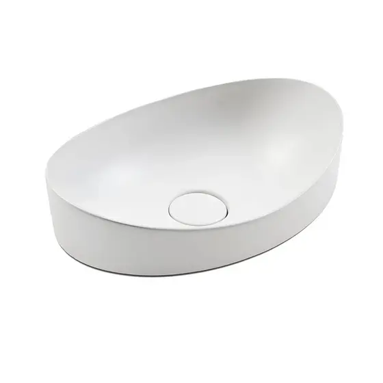 Cuba Pia Apoio Oval Branca Brilhante Banheiro 47x33cm Icasa