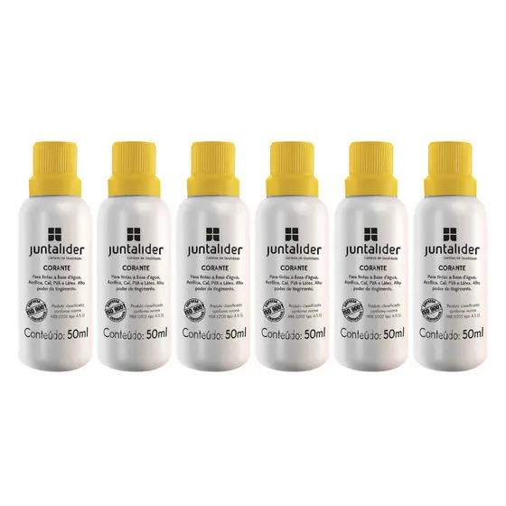 Kit 6 Corante Bisnaga Pigmento Liquido 50ml Cores Juntalider