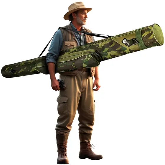 Bolsa Guardar Varas de Pesca Com Alça Resistente Espaçosa Camuflada Kit 05 ou 10 Unidades Promoção