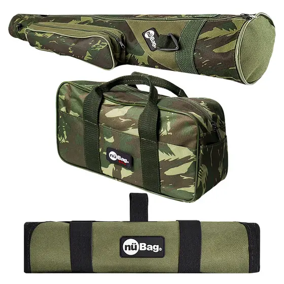 Kit Pesca Bolsa Pescaria com Porta Varas 100cm e Porta Anzol Iscas Boias Molinete Carretilha Oferta