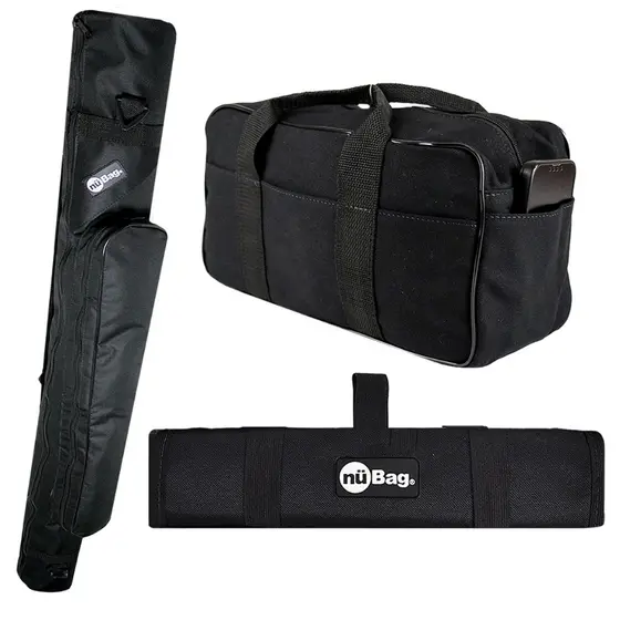Kit Pescador Bolsa de Pesca de Mão + Capa Para Guardar Varas 80cm Com Alça + Porta Anzol Iscas Traia