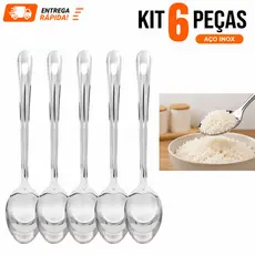 KIT 6 Ou 4 Colher De Arroz GRANDE Cabo Longo 100 % Aço Inox  Casa Restaurante Buffet