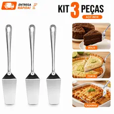 KIT 3  ou 1 Espátula para Cortar Bolo Torta e Pães de Aço Inox 27,5CM